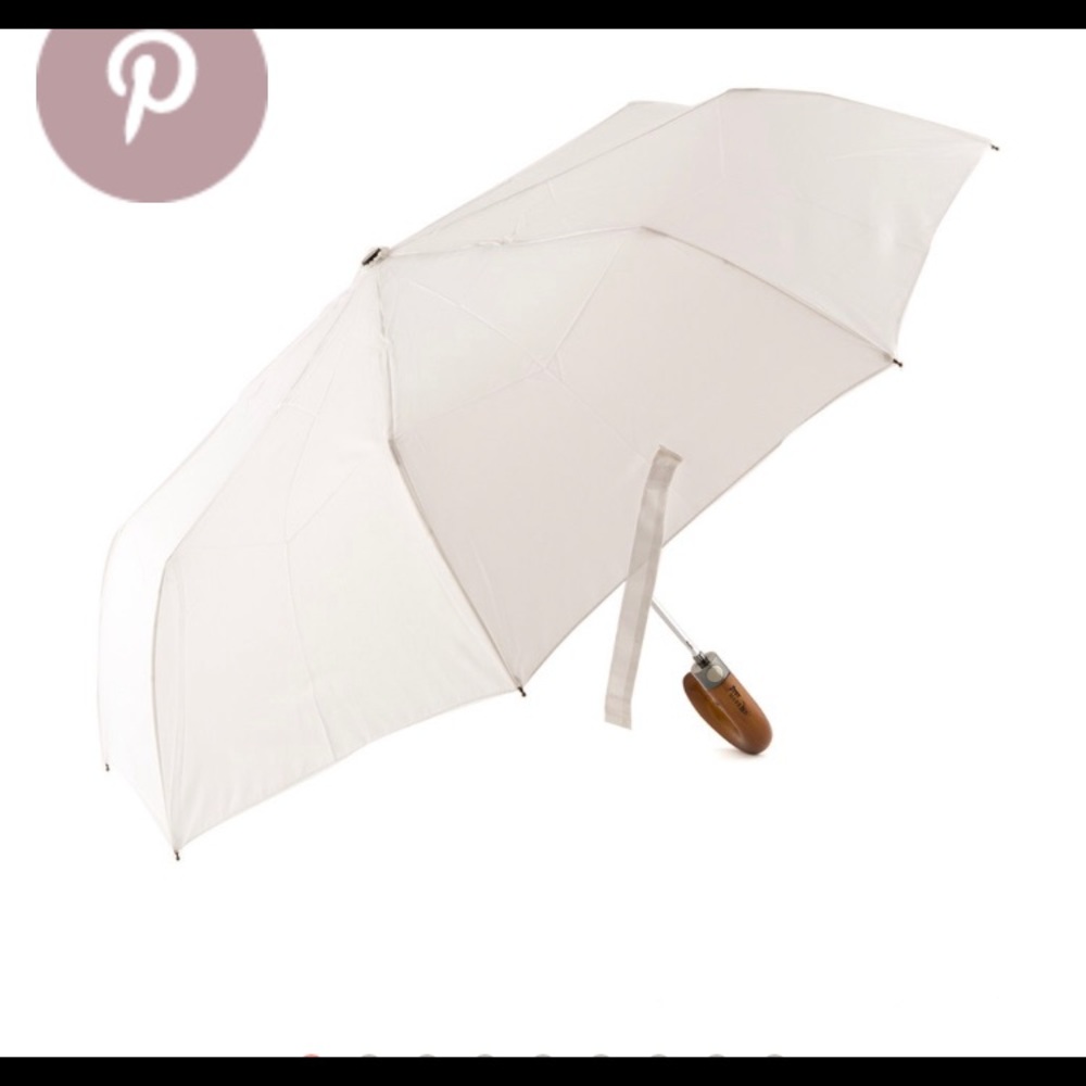 White Wedding Umbrellas.“Just Married” on handle.